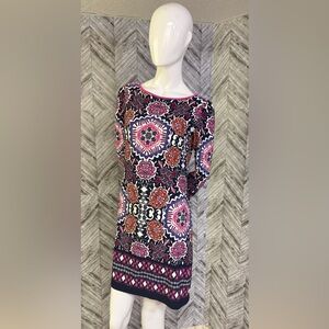 Eliza J Vibrant Floral Long Sleeve tunic Dress multicolour, size 8